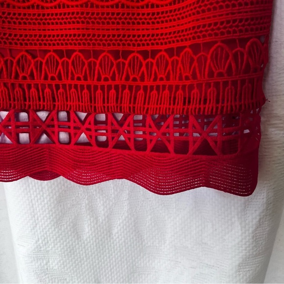 EUC Saylor for Free People Mariah Lace Off Shoulder Dress Red size Small - Picture 12 of 16